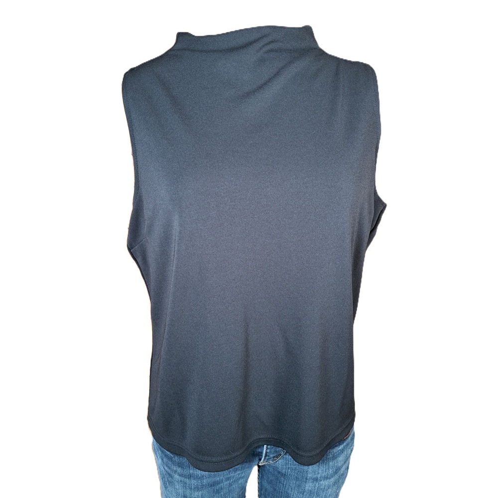 Old Navy Womens Black Sleeveless Mock Neck Shell Top Back Zip Size Large